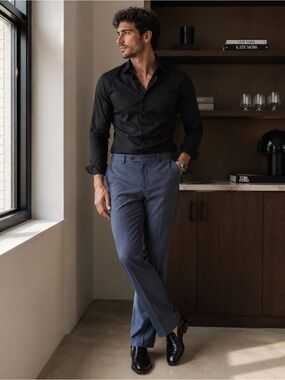 Lauren Ralph Lauren Men’s Blue Wool Dress Pants 36x30 Flat Front Career GUC